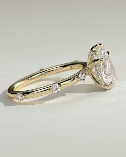 Pear Hidden Halo and Dainty Pave Lab Grown Diamond Engagement Ring