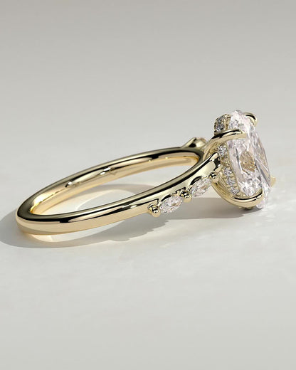 Oval Hidden Halo and Pave Lab Grown Diamond Engagement Ring