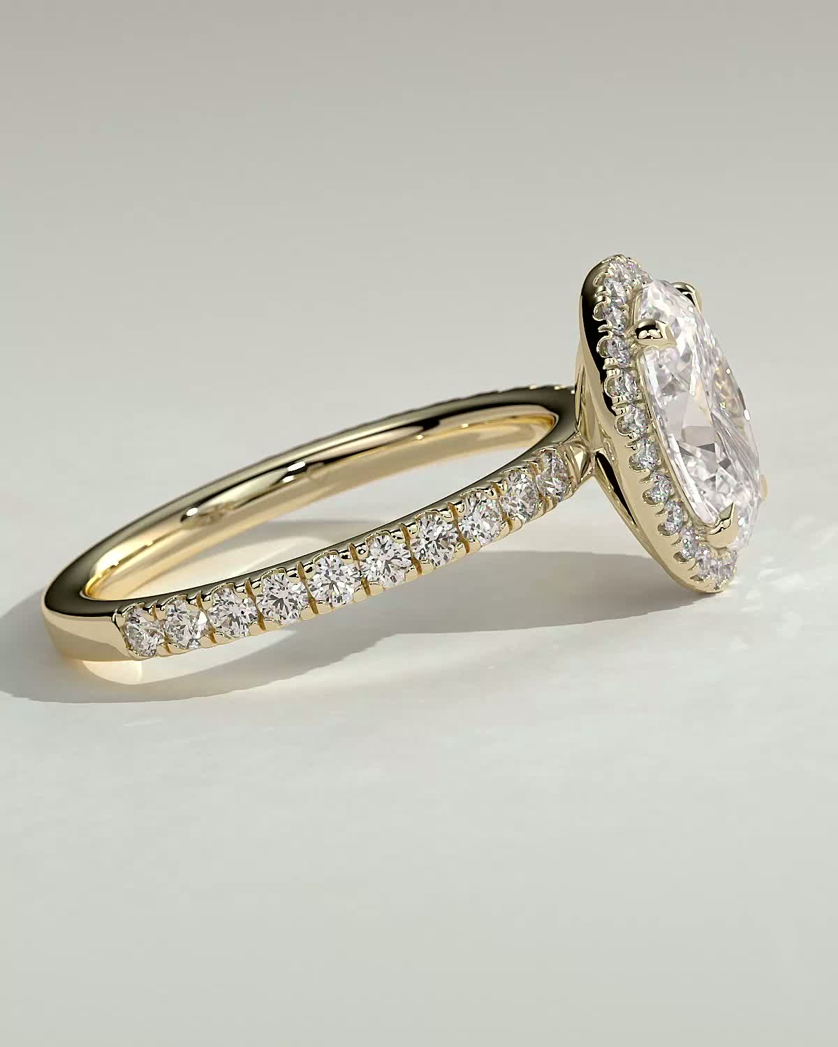Oval Halo & Pave Lab Grown Diamond Engagement Ring