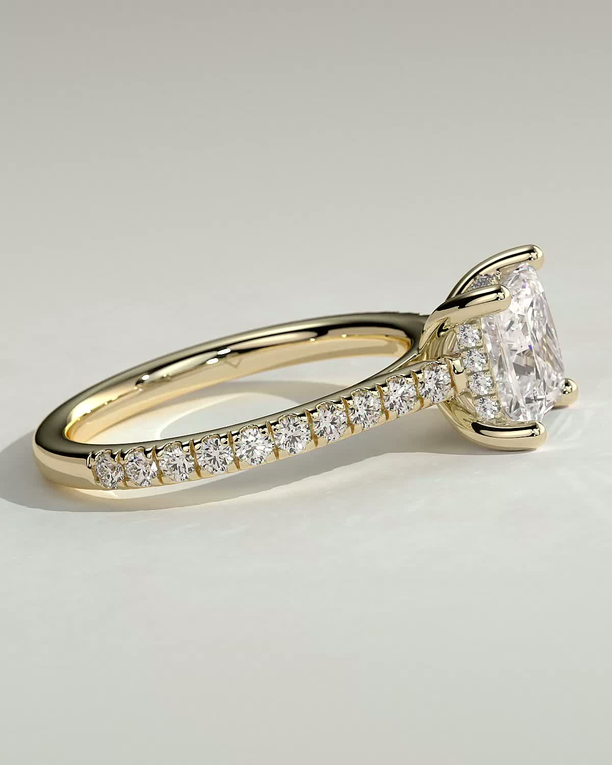 Princess Hidden Halo and Pave Lab Grown Diamond Engagement Ring