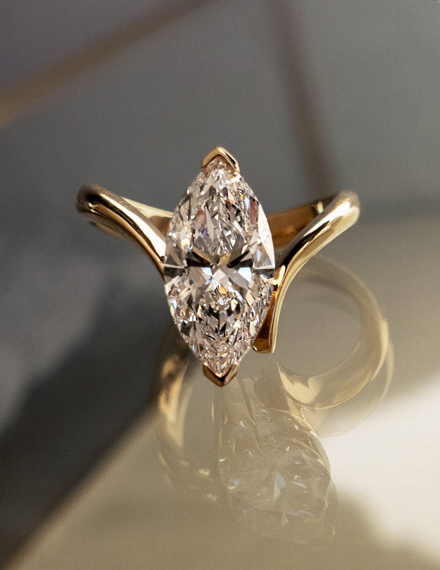 2 CT Marquise Unique Swirl Solitaire Lab Grown Engagement Ring