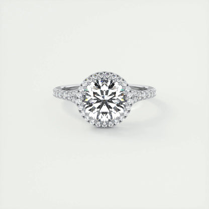 2 CT Round Halo Split Shank CVD F/VS1 Diamond Engagement Ring 1