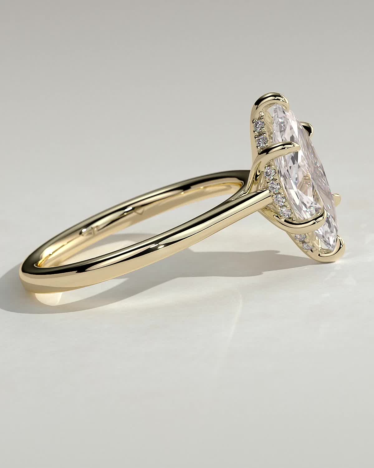 Marquise Cathedral & Hidden Halo Lab Grown Diamond Engagement Ring