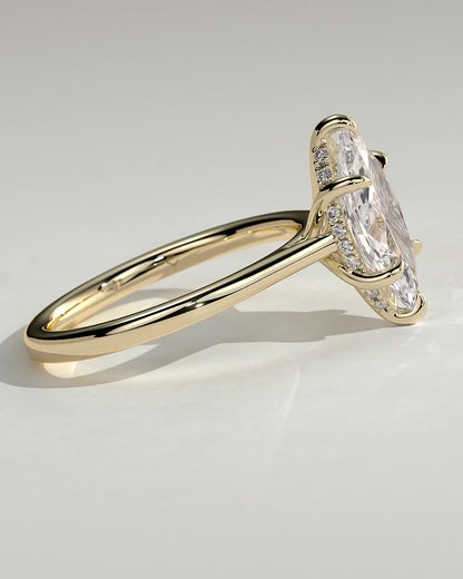 Marquise Cathedral & Hidden Halo Lab Grown Diamond Engagement Ring