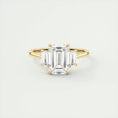 1.91 CT Emerald Cut Three Stone Moissanite Engagement Ring 20