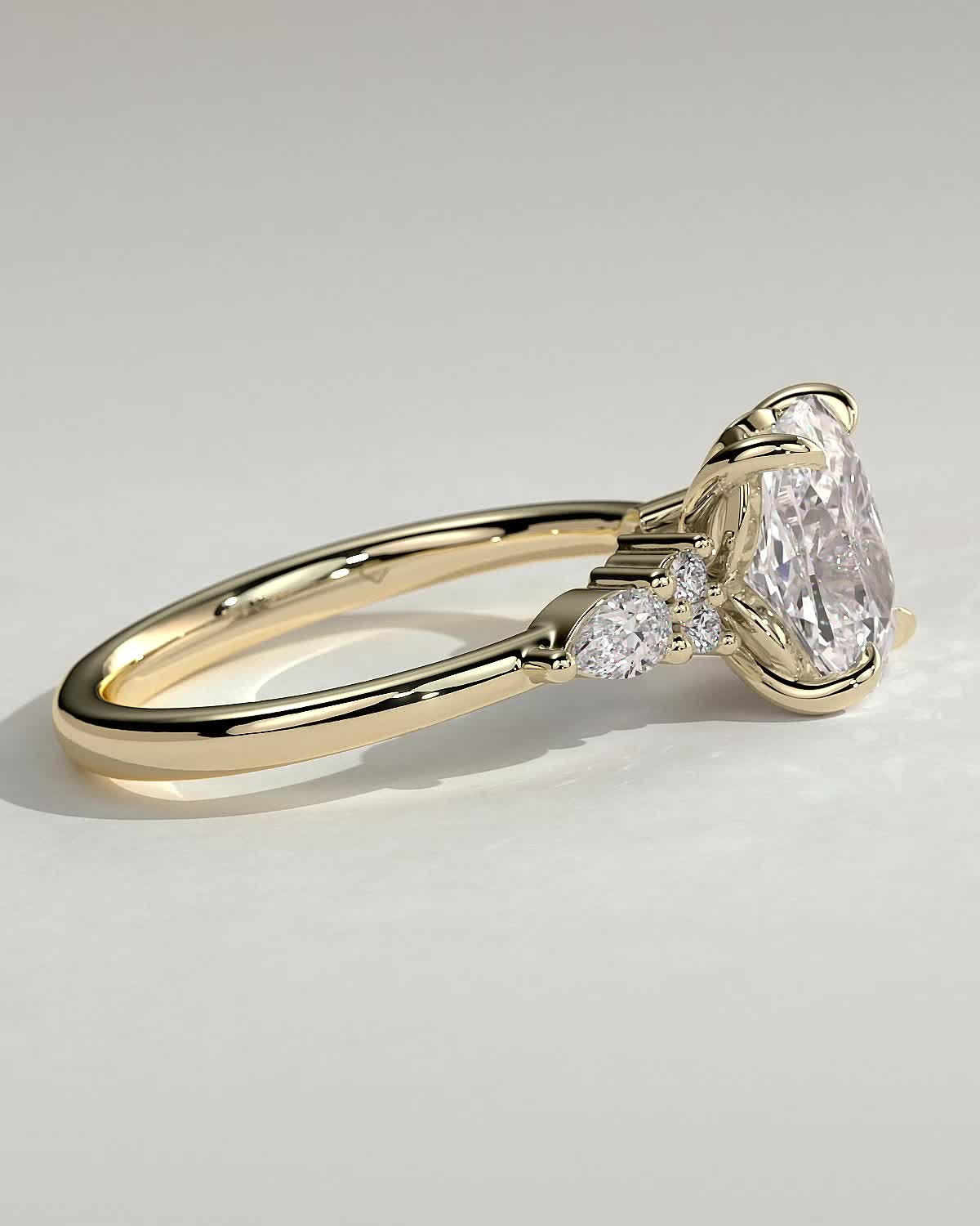 Elongated Cushion Cluster Lab Grown Diamond Engagement Ring