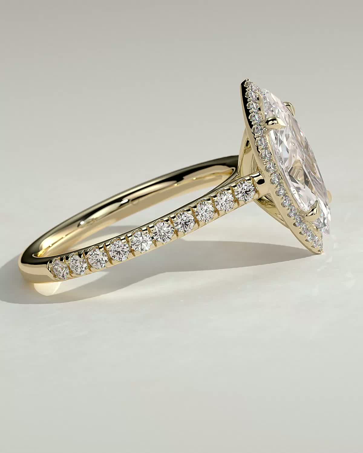Marquise Halo and Pave Lab Grown Diamond Engagement Ring