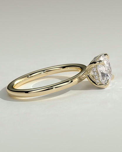 Cushion Hidden Halo Lab Grown Diamond Engagement Ring