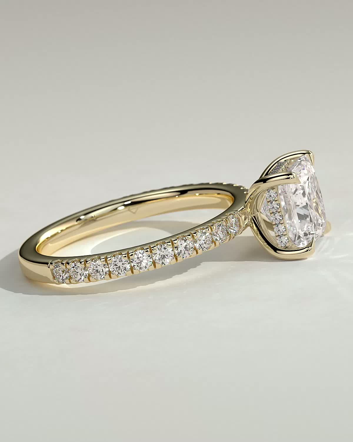 Princess Hidden Halo and Pave Lab Grown Diamond Engagement Ring