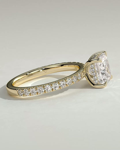 Princess Hidden Halo and Pave Lab Grown Diamond Engagement Ring