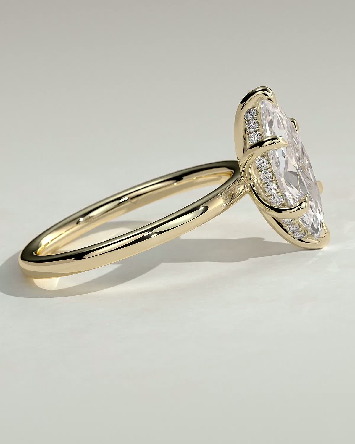 Marquise Hidden Halo Lab Grown Diamond Engagement Ring