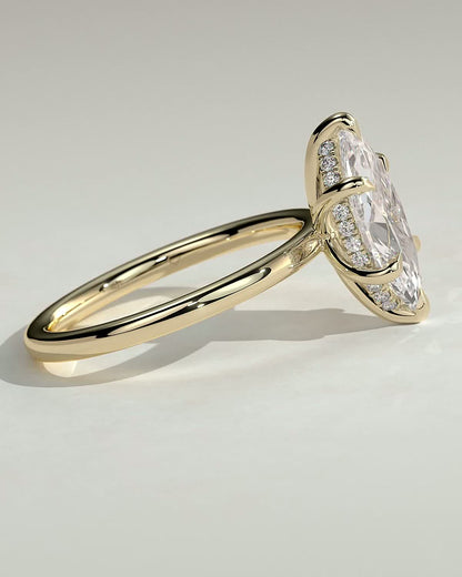 Marquise Hidden Halo Lab Grown Diamond Engagement Ring