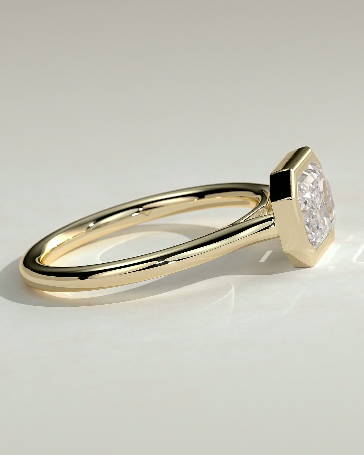 Emerald East West Solitaire Lab Grown Diamond Engagement Ring