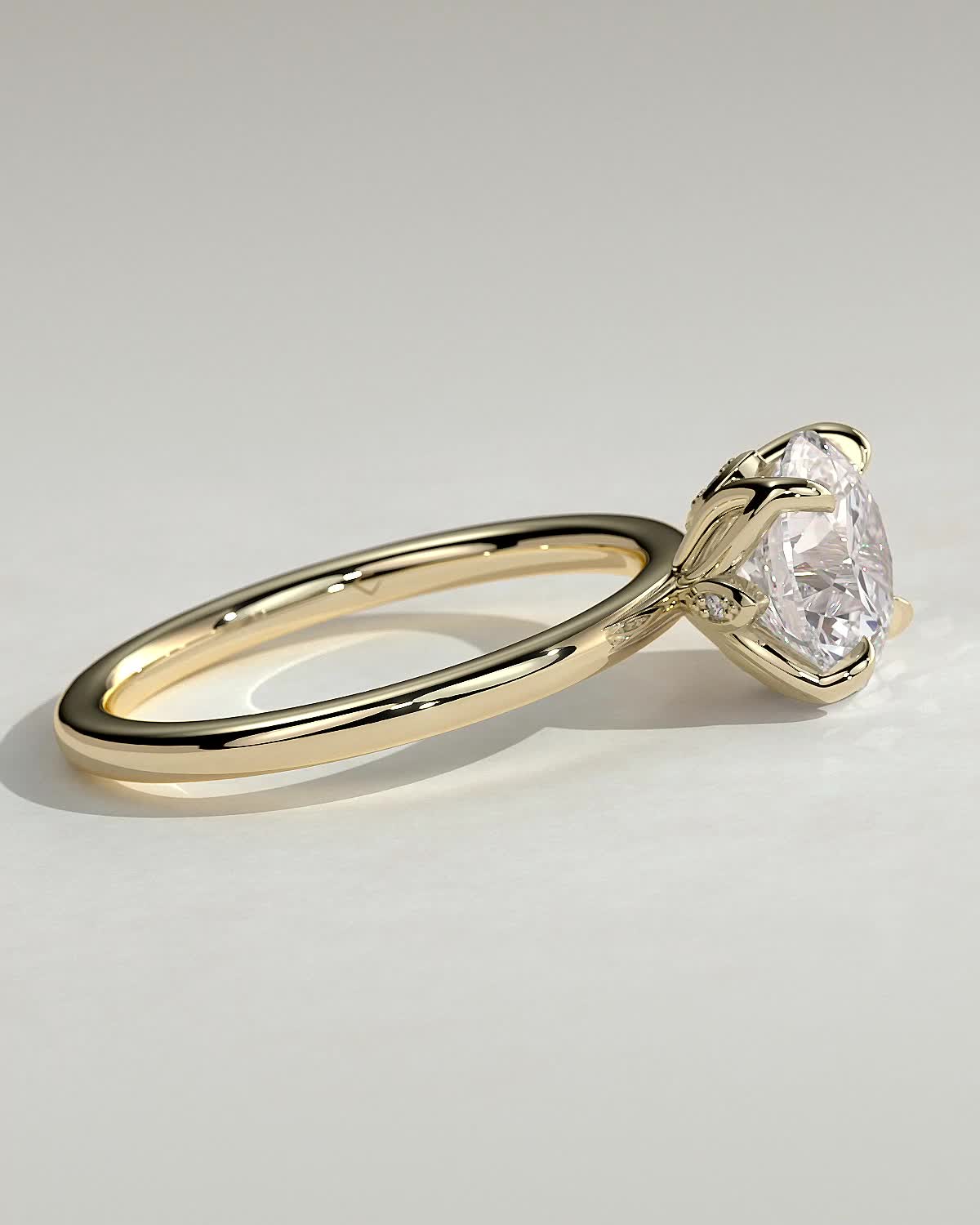 Round Solitaire With Tulip Prongs Lab Grown Diamond Engagement Ring