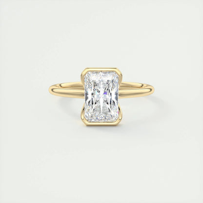 2.10 CT Radiant  Solitaire Half Bezel Moissanite Engagement Ring 8