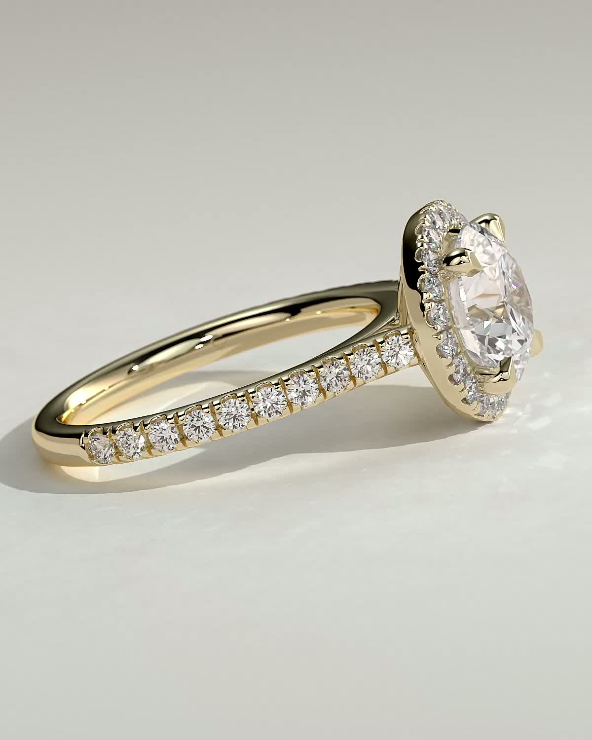 Round Pave & Halo Lab Grown Diamond Engagement Ring