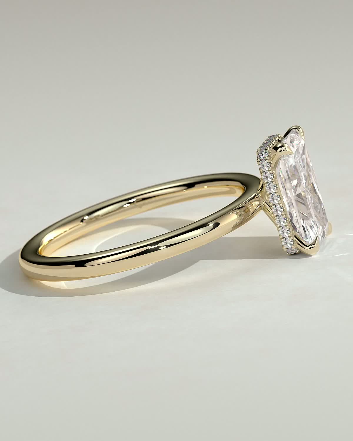 Radiant Hidden Halo Lab Grown Diamond Engagement Ring