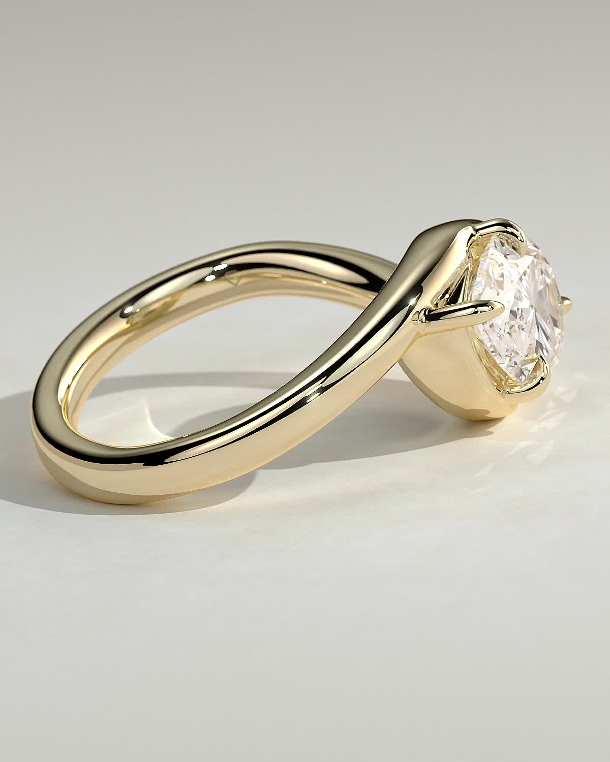 Pear Swirl Solitaire Lab Grown Diamond Engagement Ring