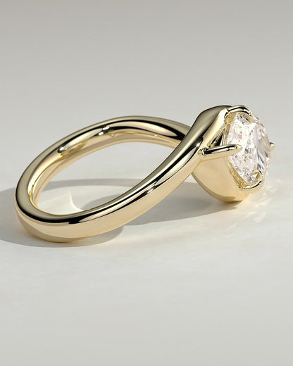 Pear Swirl Solitaire Lab Grown Diamond Engagement Ring