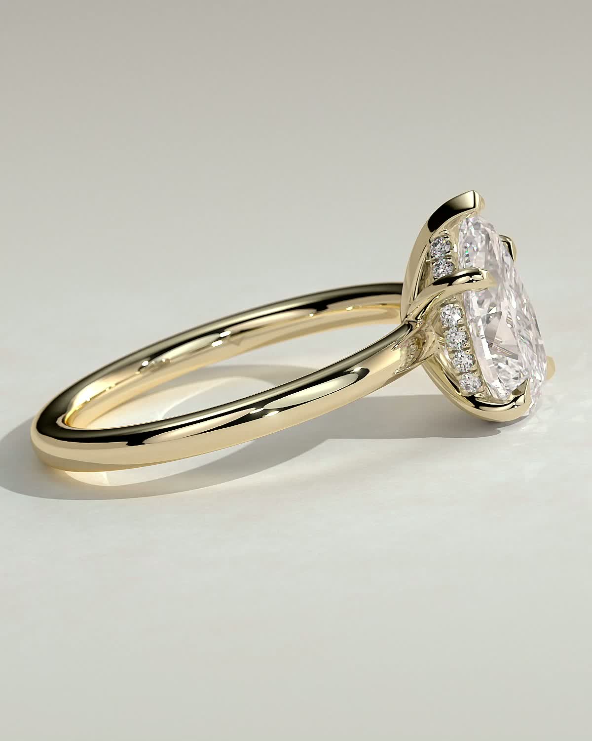 Pear Hidden Halo Lab Grown Diamond Engagement Ring
