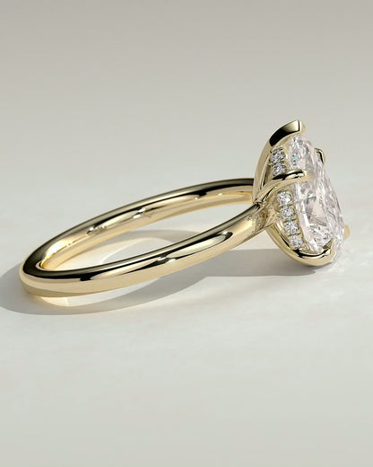 Pear Hidden Halo Lab Grown Diamond Engagement Ring