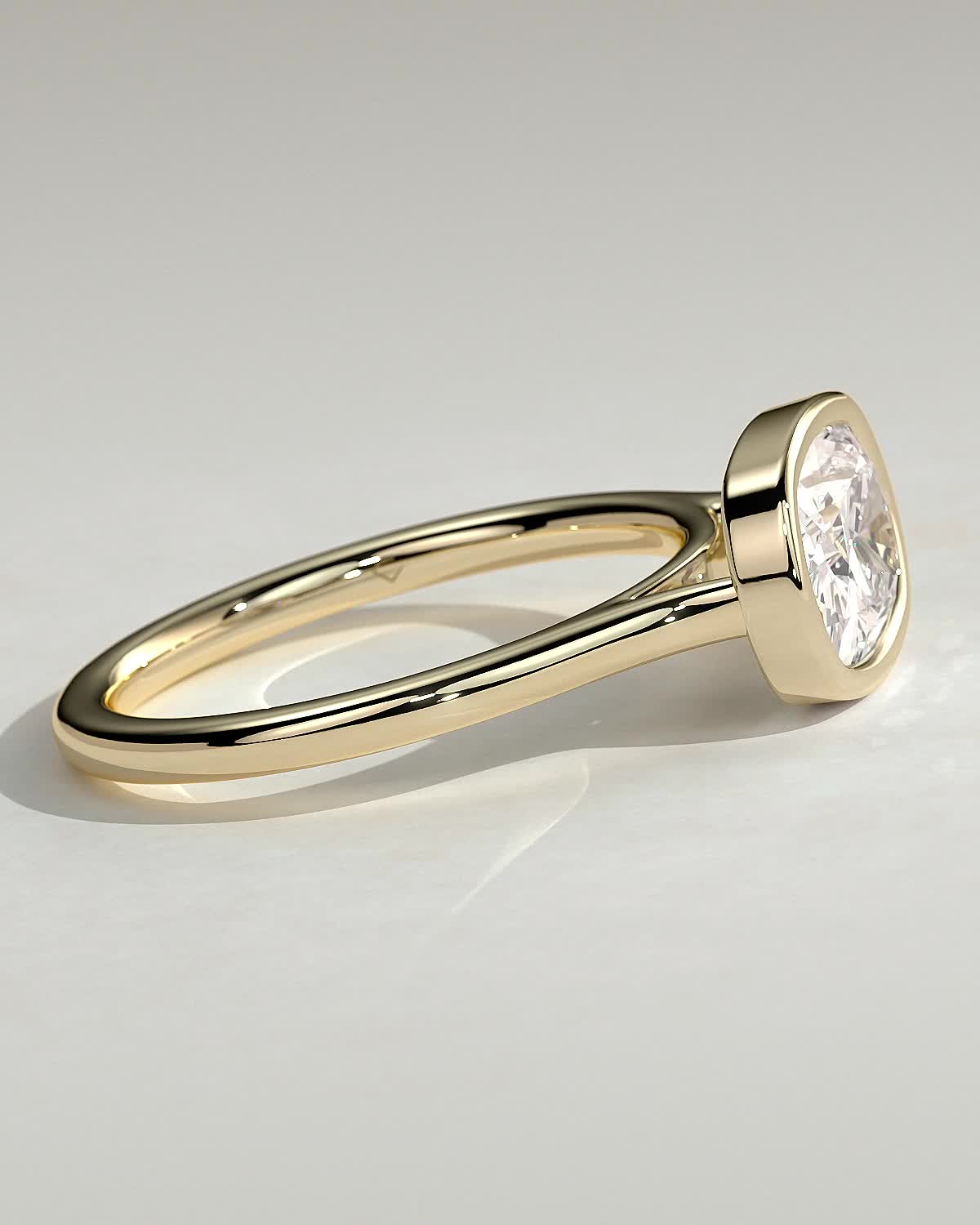 Elongated Cushion East West Bezel Lab Grown Diamond Engagement Ring
