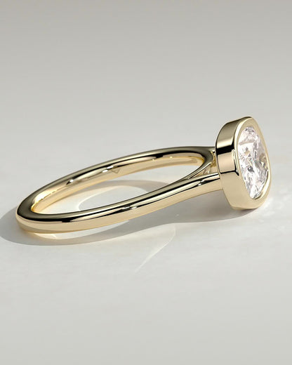Elongated Cushion East West Bezel Lab Grown Diamond Engagement Ring