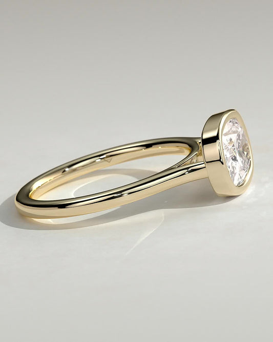 Elongated Cushion East West Bezel Lab Grown Diamond Engagement Ring