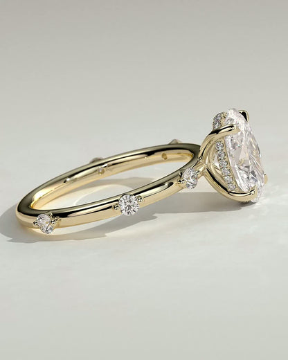 Oval Dainty Pave & Hidden Halo Lab Grown Diamond Engagement Ring