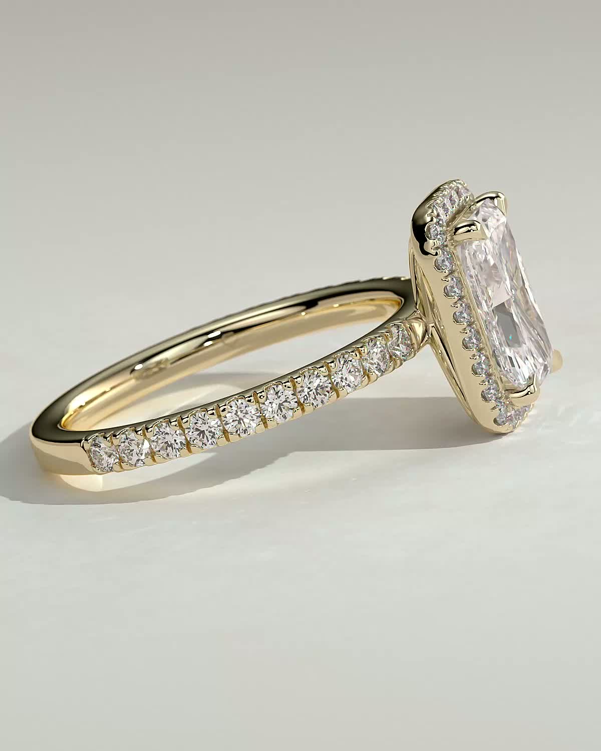 Radiant Halo and Pave Lab Grown Diamond Engagement Ring