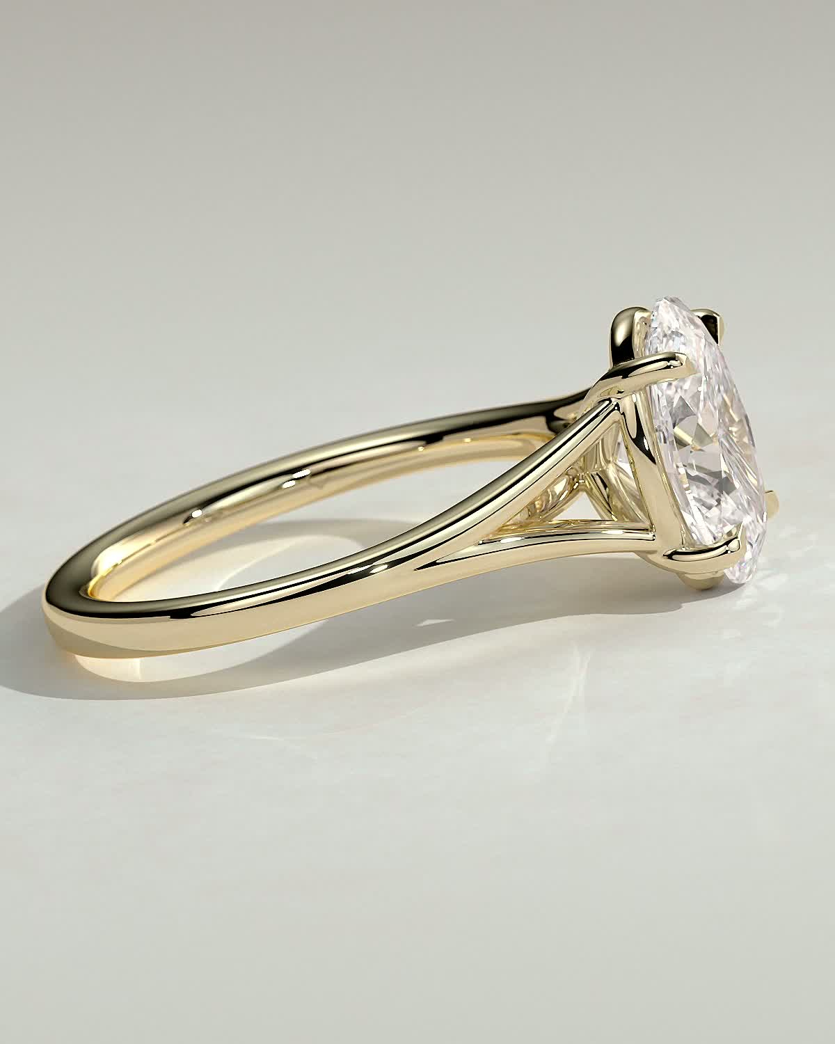 Oval Split Shank Solitaire Lab Grown Diamond Engagement Ring