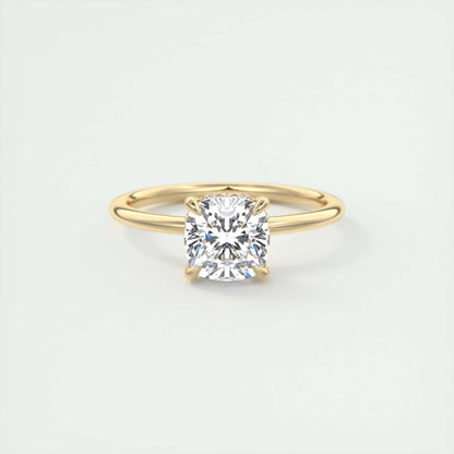 2.15 CT Cushion Solitaire Hidden Halo Moissanite Engagement Ring 8