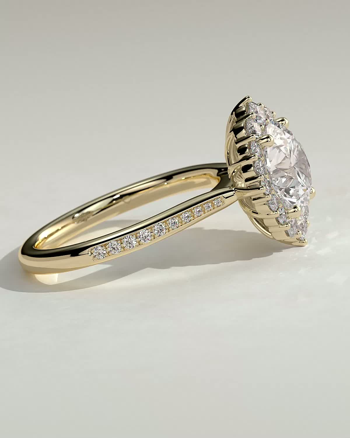 Round Halo & Pave Lab Grown Diamond Engagement Ring