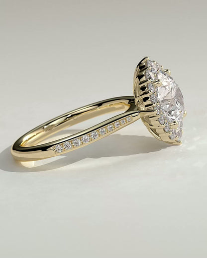 Round Halo & Pave Lab Grown Diamond Engagement Ring