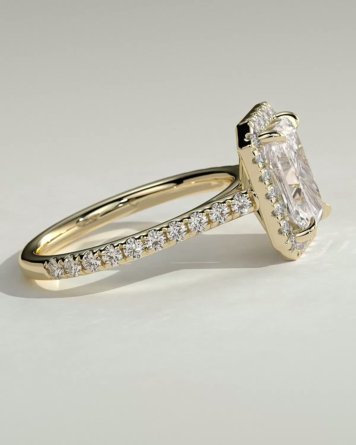 Radiant Halo & Pave Lab Grown Diamond Engagement Ring