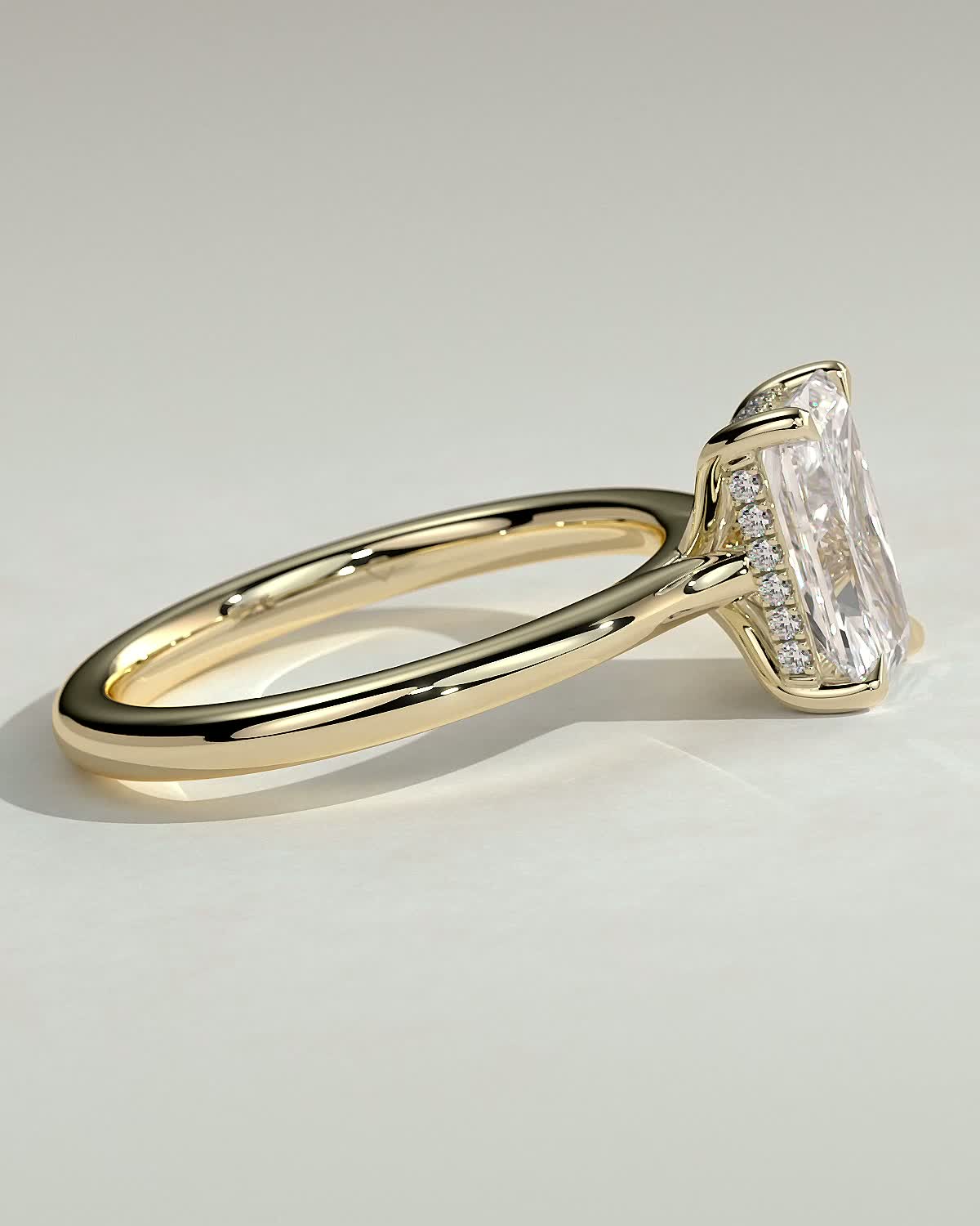 Radiant Hidden Halo Lab Grown Diamond Engagement Ring