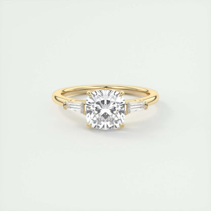 2.15 CT Cushion Cut Three Stone Moissanite Engagement Ring 7