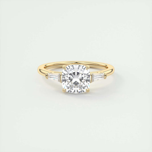 2.15 CT Cushion Cut Three Stone Moissanite Engagement Ring 7