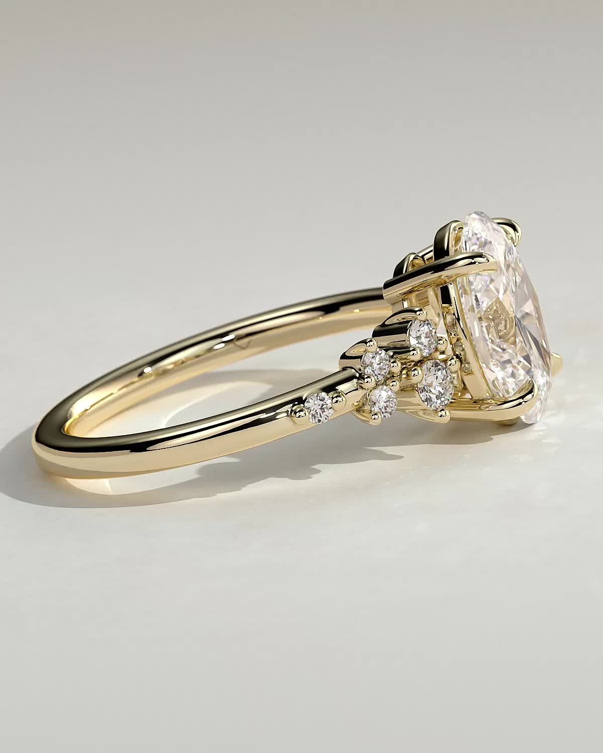 Oval Cluster Lab Grown Diamond Engagement Ring