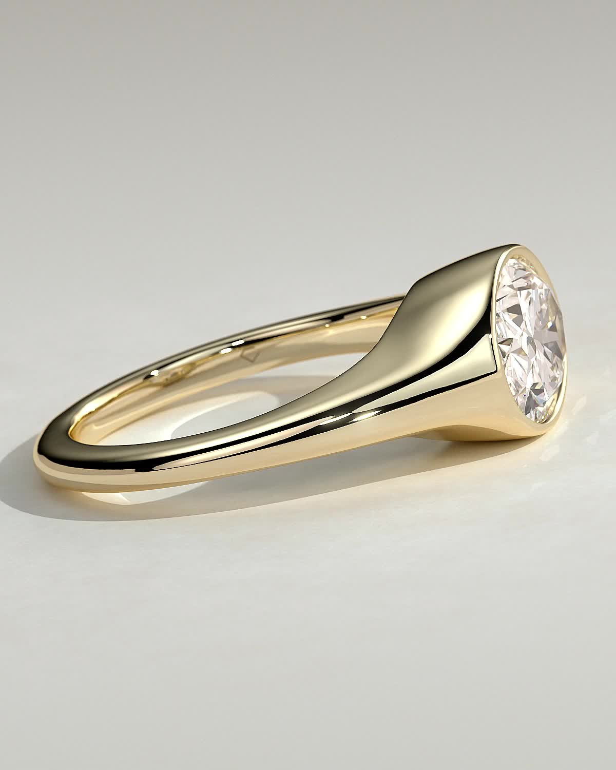 Oval Signet Solitaire Lab Grown Diamond Engagement Ring