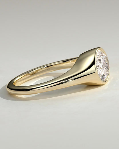 Oval Signet Solitaire Lab Grown Diamond Engagement Ring