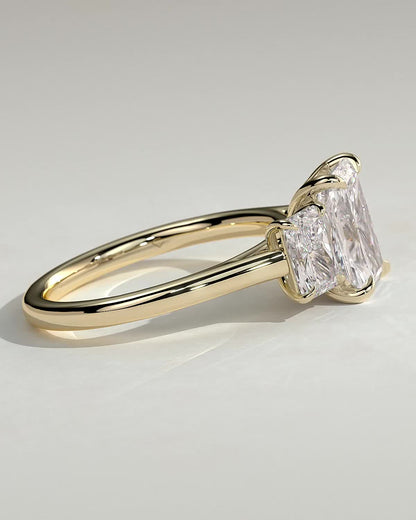 Radiant Three Stones Lab Grown Diamond Engagement Ring