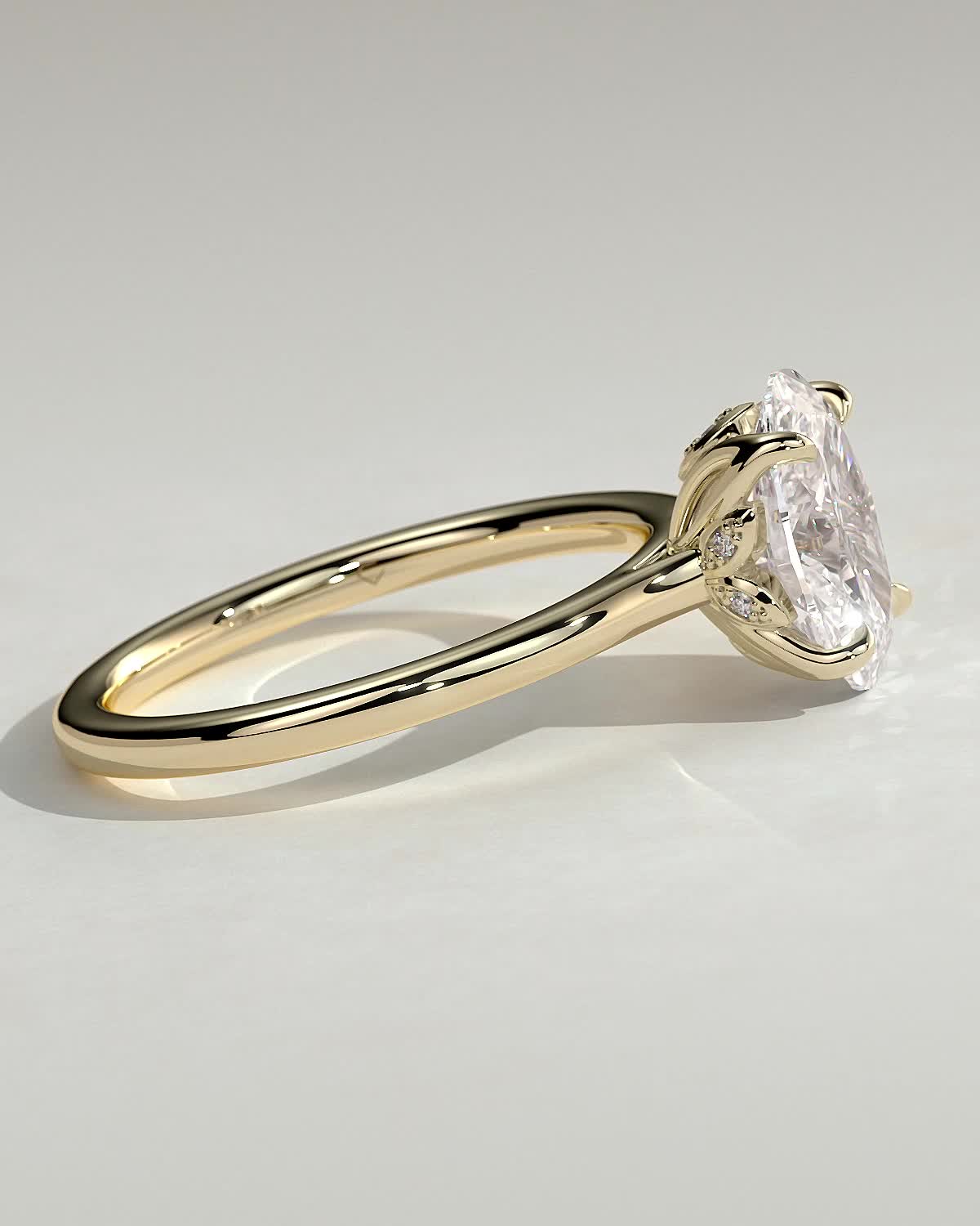 Oval Solitaire With Tulip Prongs Lab Grown Diamond Engagement Ring