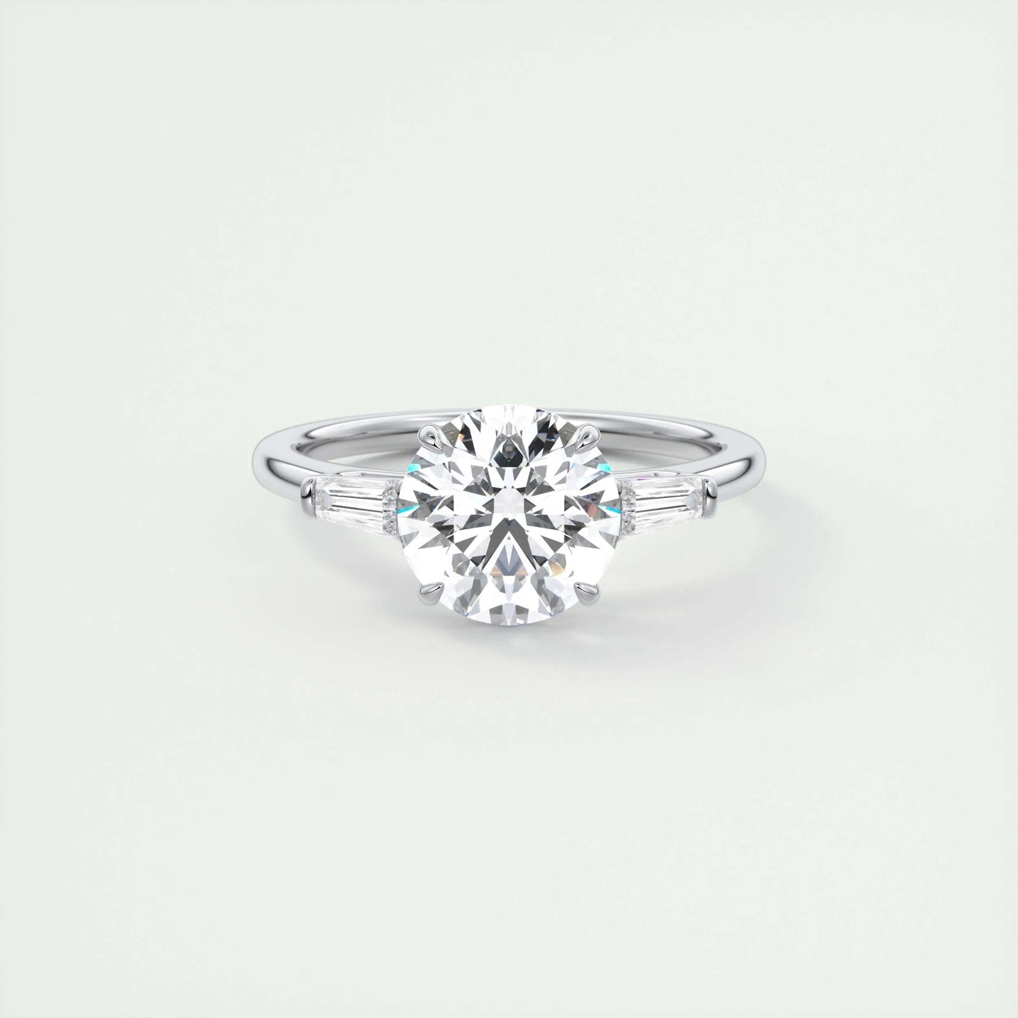 2 CT Round Three Stone CVD F/VS1 Diamond Engagement Ring 1