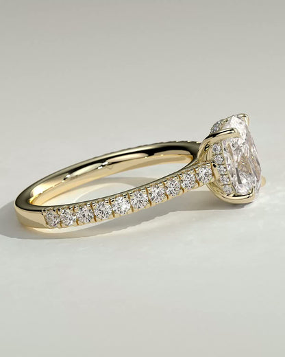 Elongated Cushion Pave & Hidden Halo Lab Grown Diamond Engagement Ring