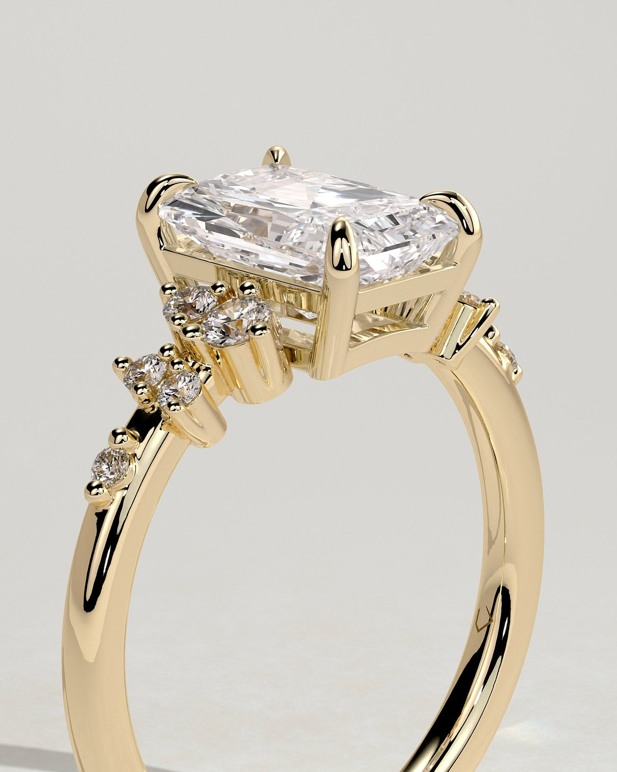 Radiant Cluster Lab Grown Diamond Engagement Ring