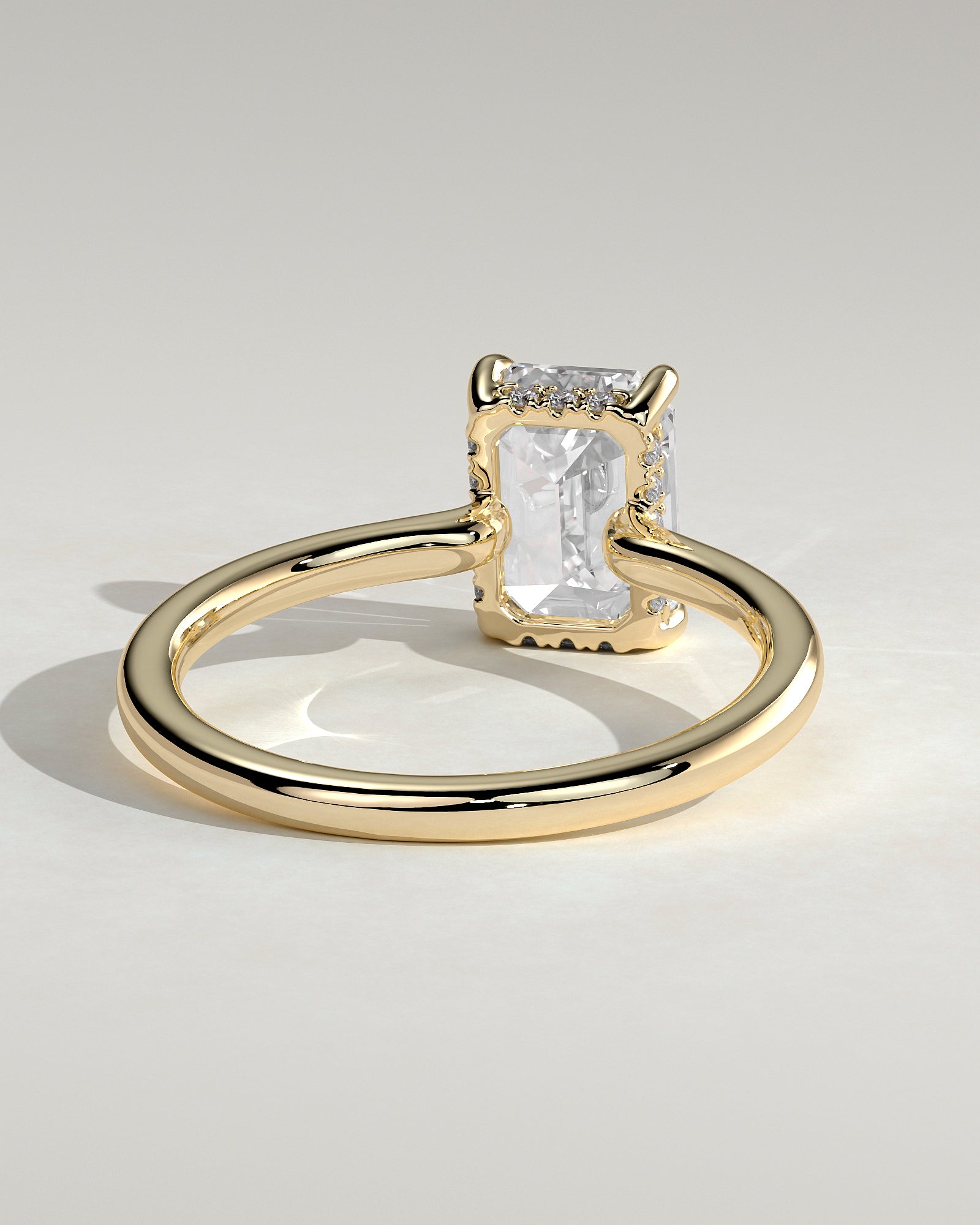 Emerald Hidden Halo Lab Grown Diamond Engagement Ring