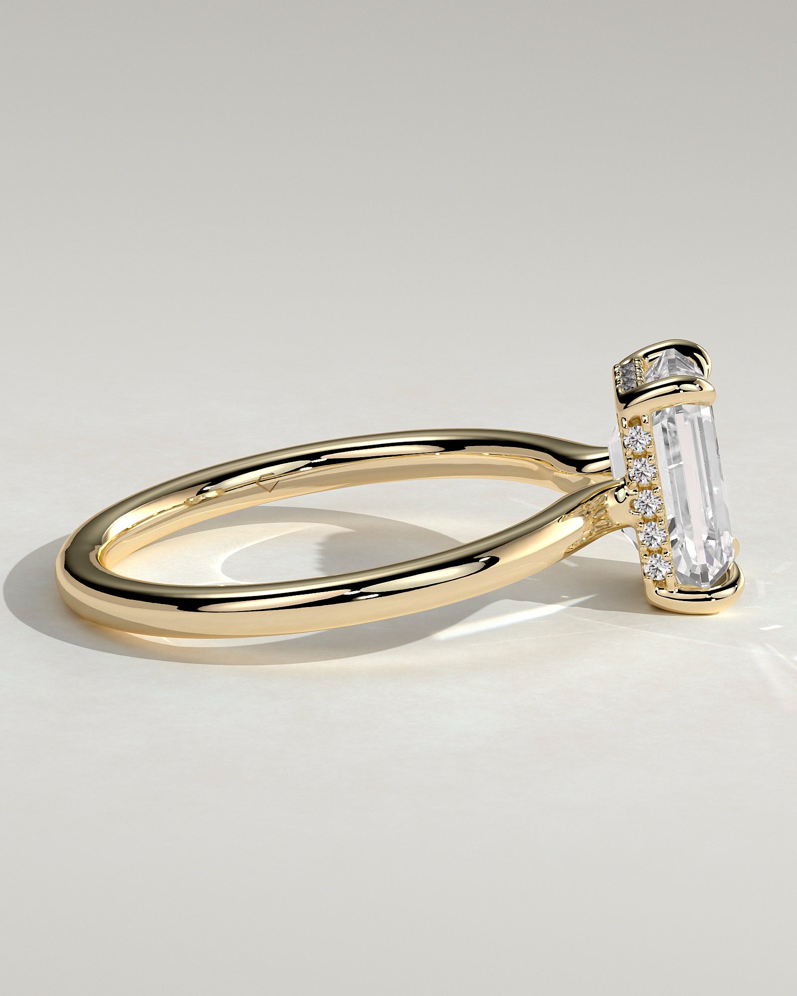 Emerald Hidden Halo Lab Grown Diamond Engagement Ring