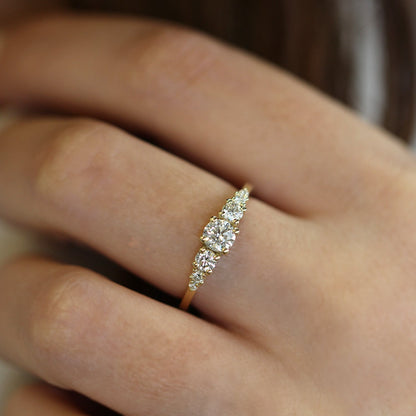 2 CT Round Three Stones Lab Grown Diamond Engagement Ring
