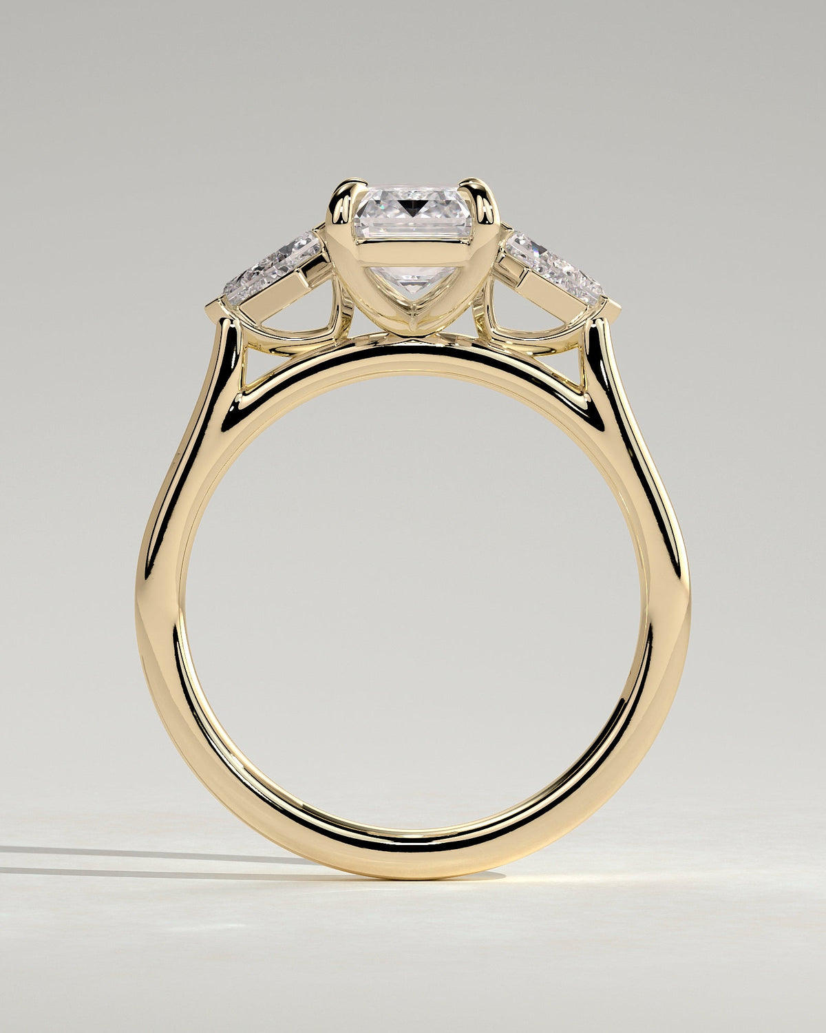 Emerald Three Stones Lab Grown Diamond Engagement Ring